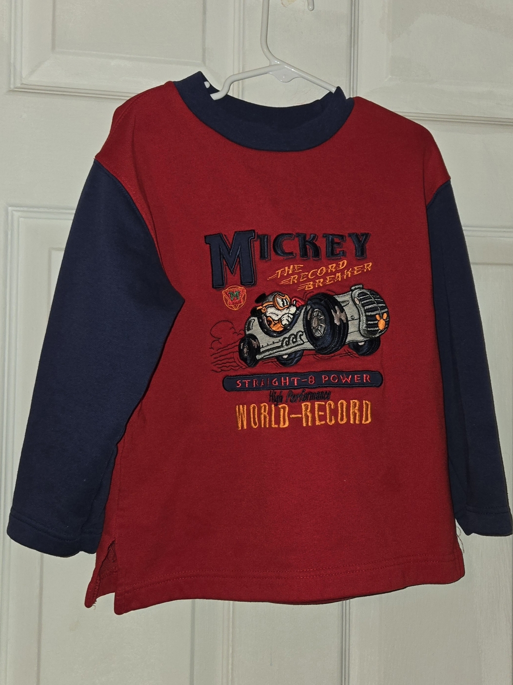 Disney Mickey Red & Navy Long-Sleeve Kids Tee SZ Small 4-6